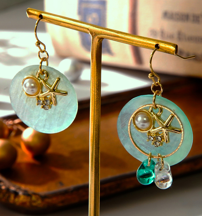 ブルーシェルとヒトデ フックピアス No.5XD-0004-00の通販｜きもの365